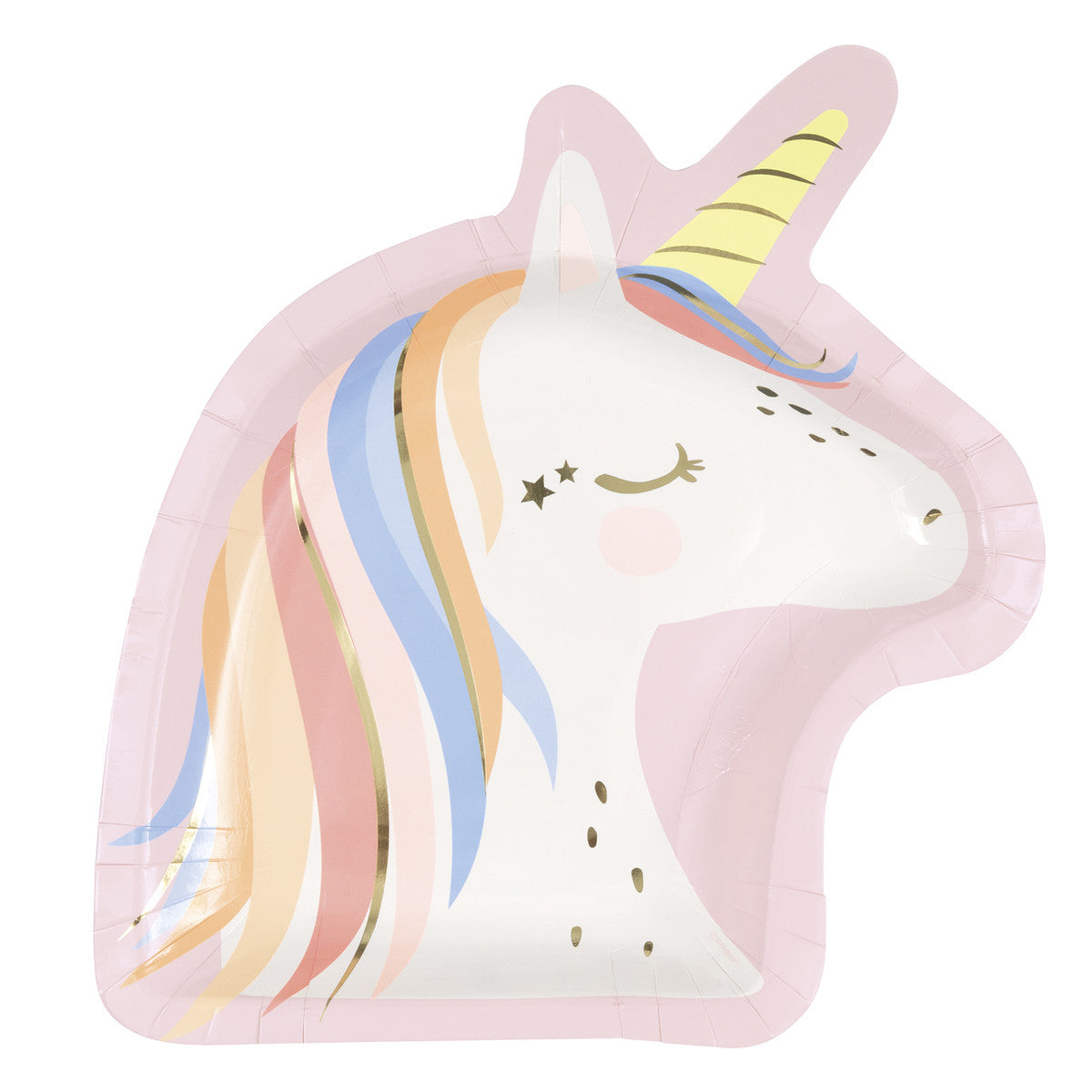 Dainty Unicorn Foil Stamped Unicorn Shaped Paper Plates (Pack of 8)