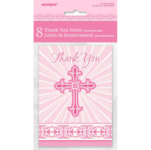 Radiant Cross Pink - Thank You Notes (Pack of 8)