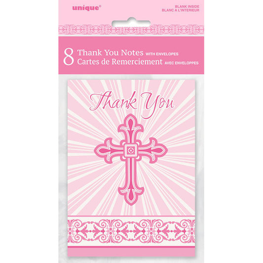 Radiant Cross Pink - Thank You Notes (Pack of 8)