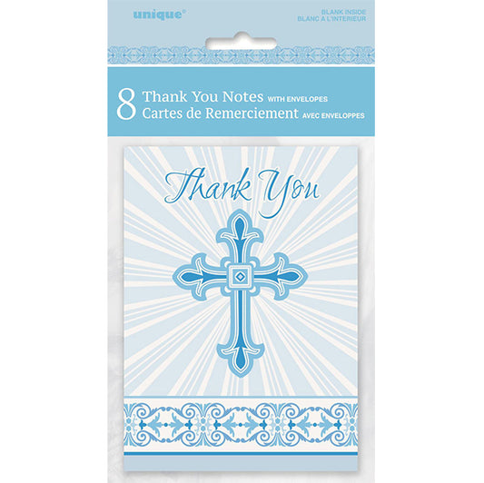 Radiant Cross Blue - Thank You Notes (Pack of 8)