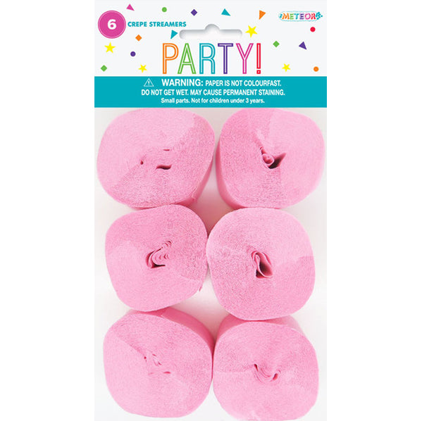 Crepe Streamers - Lovely Pink (Pack of 6)