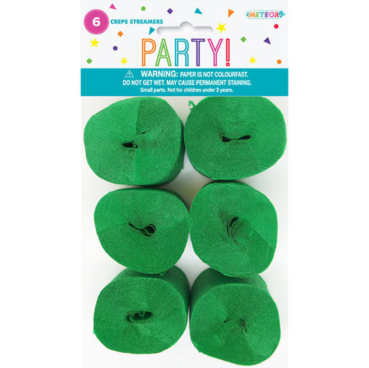 Crepe Streamers - Emerald Green (Pack of 6)