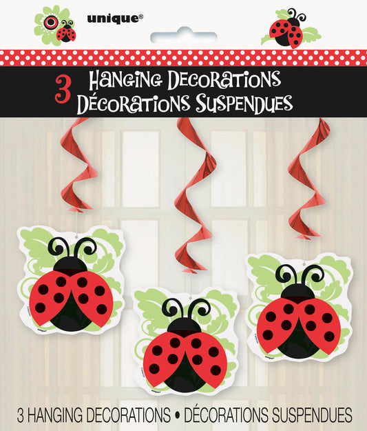 Lively Ladybugs Hanging Swirl Decorations (Pack of 3)