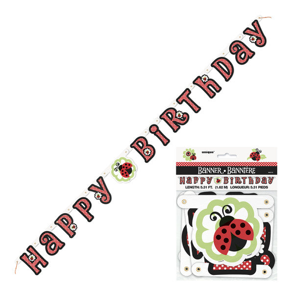 Lively Ladybugs "Happy Birthday" Jointed Banner - 1.62m