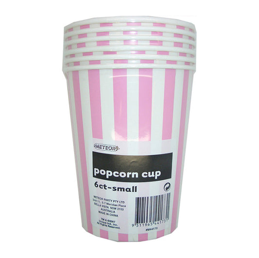 Stripes Lovely Pink Paper Popcorn Cups - Small (Pack of 6)