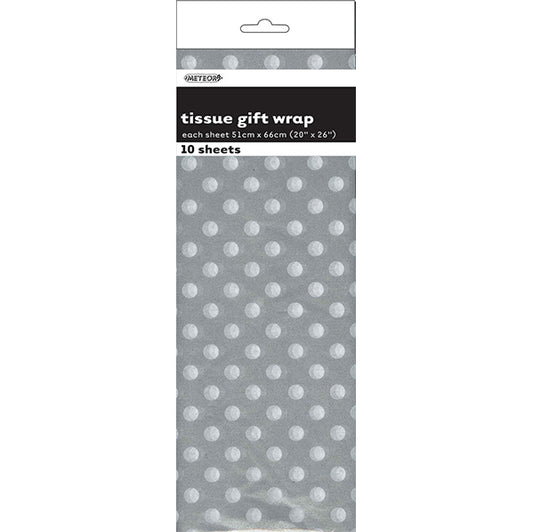 Tissue Paper - Silver Dots (10 Sheets)