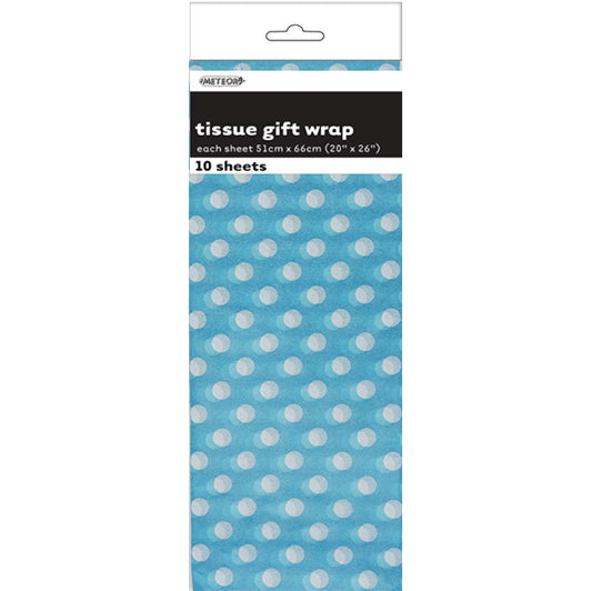 Tissue Paper - Powder Blue Dots (10 Sheets)