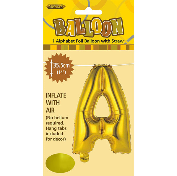 Gold "A" Letter Foil Balloon (35cm)