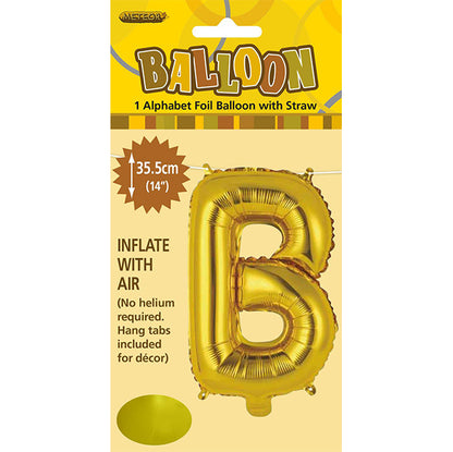 Gold "B" Letter Foil Balloon (35cm)