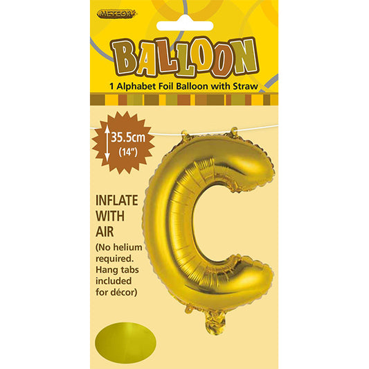 Gold "C" Letter Foil Balloon (35cm)