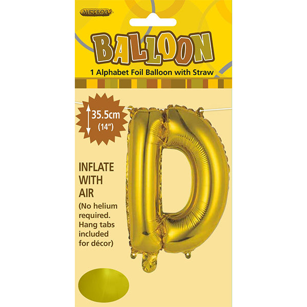 Gold "D" Letter Foil Balloon (35cm)