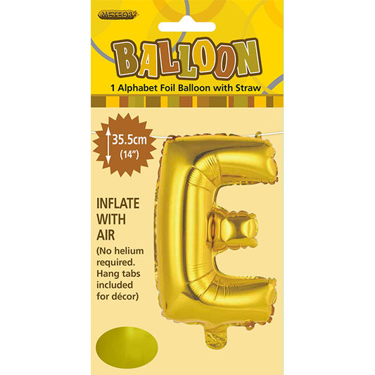 Gold "E" Letter Foil Balloon (35cm)