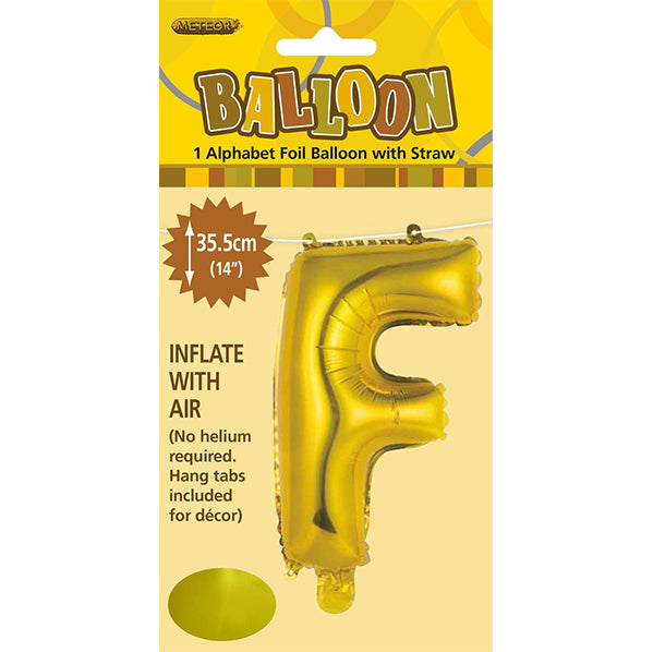 Gold "F" Letter Foil Balloon (35cm)