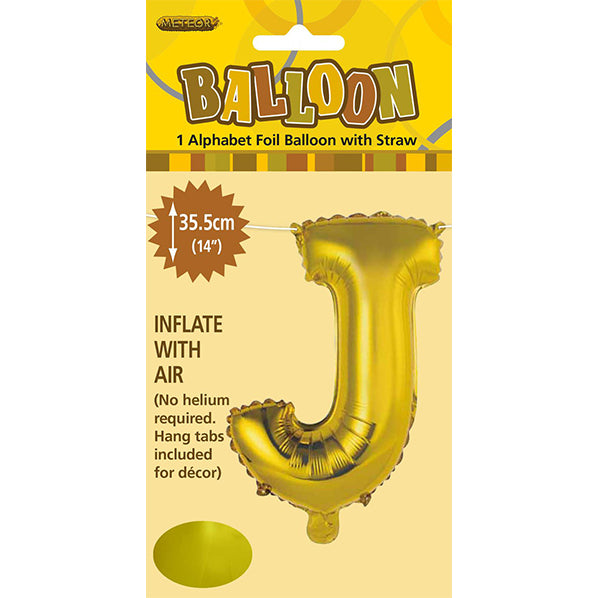 Gold "J" Letter Foil Balloon (35cm)