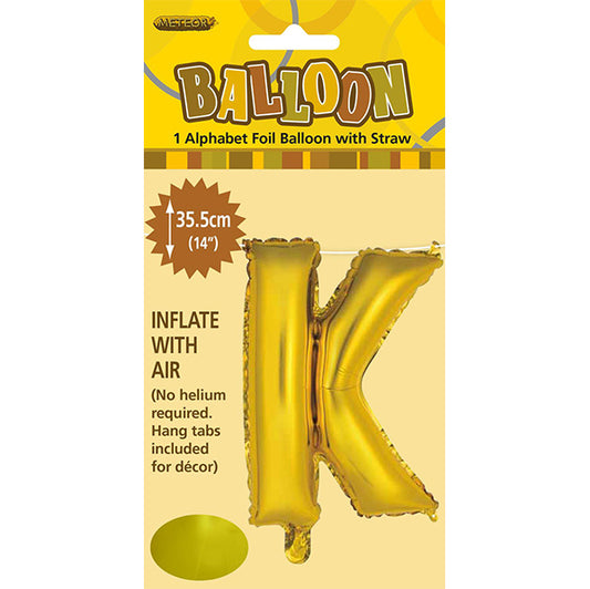 Gold "K" Letter Foil Balloon (35cm)