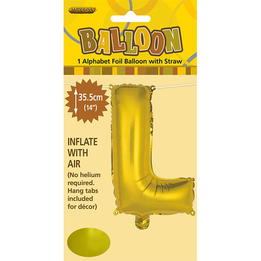 Gold "L" Letter Foil Balloon (35cm)