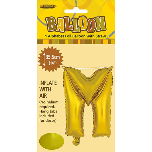 Gold "M" Letter Foil Balloon (35cm)