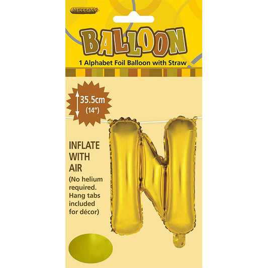 Gold "N" Letter Foil Balloon (35cm)