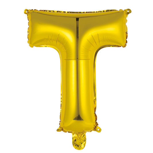 Gold "T" Letter Foil Balloon (35cm)