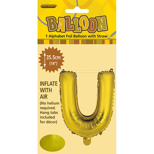 Gold "U" Letter Foil Balloon (35cm)