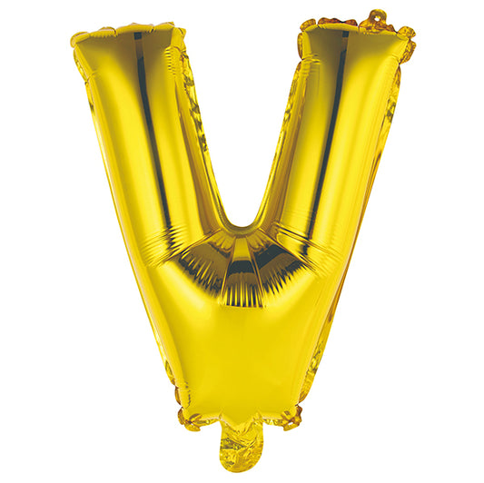 Gold "V" Letter Foil Balloon (35cm)