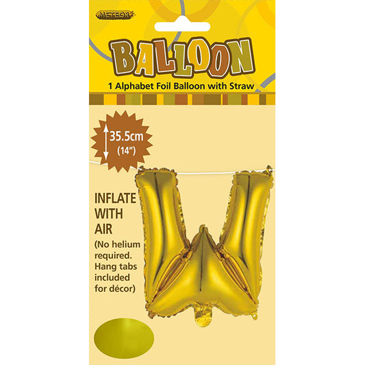 Gold "W" Letter Foil Balloon (35cm)