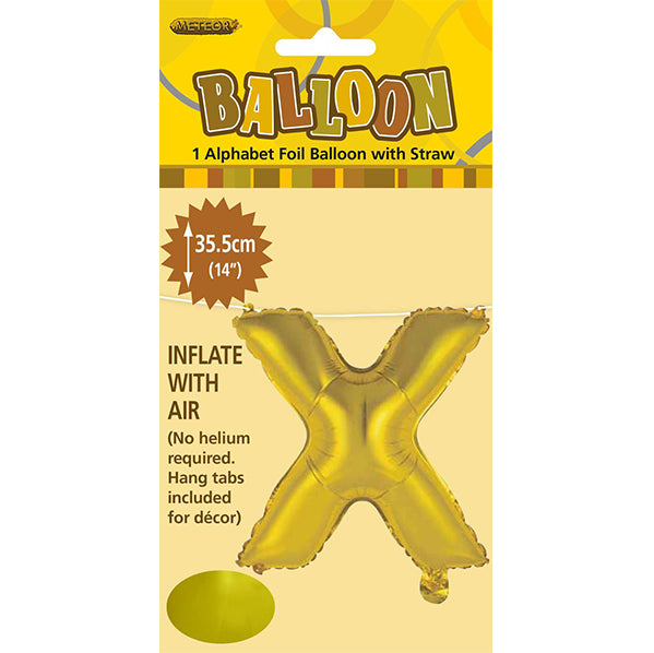 Gold "X" Letter Foil Balloon (35cm)