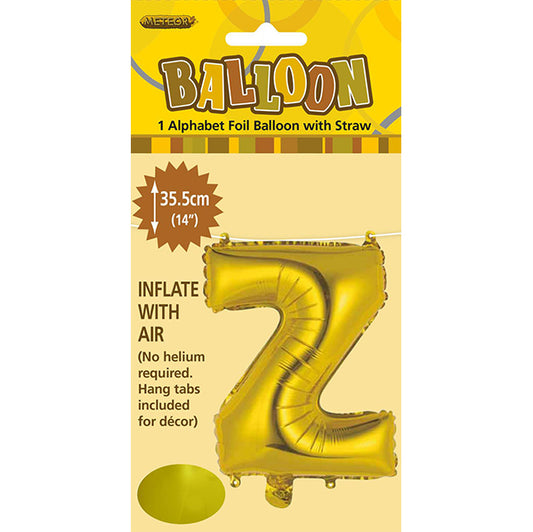 Gold "Z" Letter Foil Balloon (35cm)