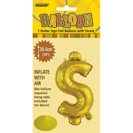 Gold "$" Letter Foil Balloon (35cm)