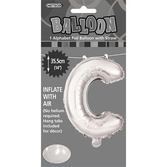 Silver "C" Letter Foil Balloon (35cm)