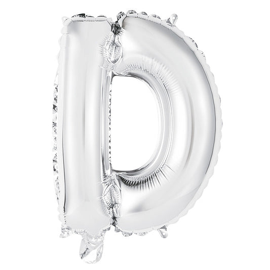 Silver "D" Letter Foil Balloon (35cm)