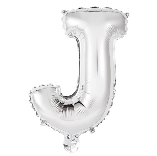 Silver "J" Letter Foil Balloon (35cm)