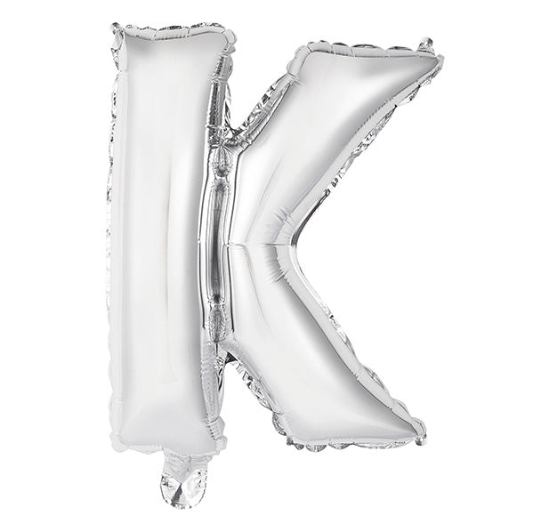 Silver "K" Letter Foil Balloon (35cm)