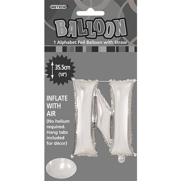 Silver "N" Letter Foil Balloon (35cm)