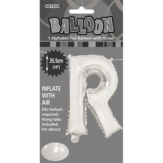 Silver "R" Letter Foil Balloon (35cm)