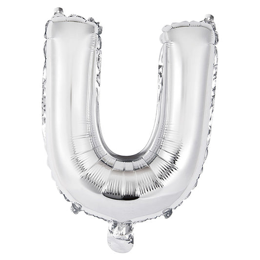 Silver "U" Letter Foil Balloon (35cm)