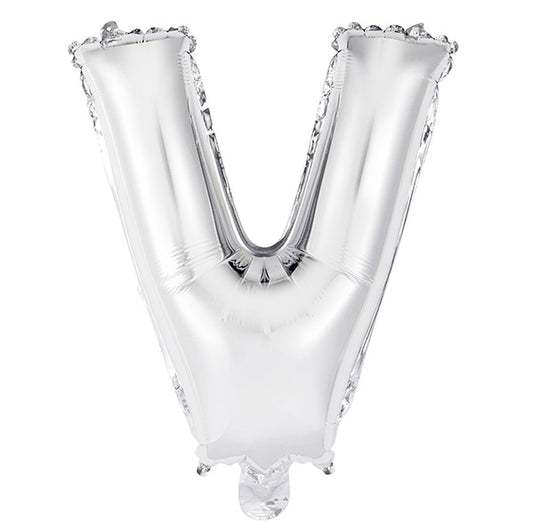 Silver "V" Letter Foil Balloon (35cm)