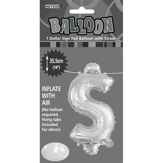 Silver "$" Letter Foil Balloon (35cm)