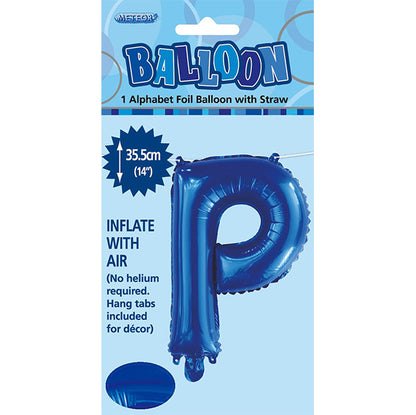 Royal Blue "P" Letter Foil Balloon (35cm)