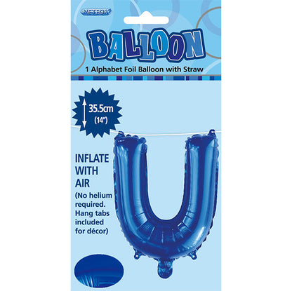 Royal Blue "U" Letter Foil Balloon (35cm)