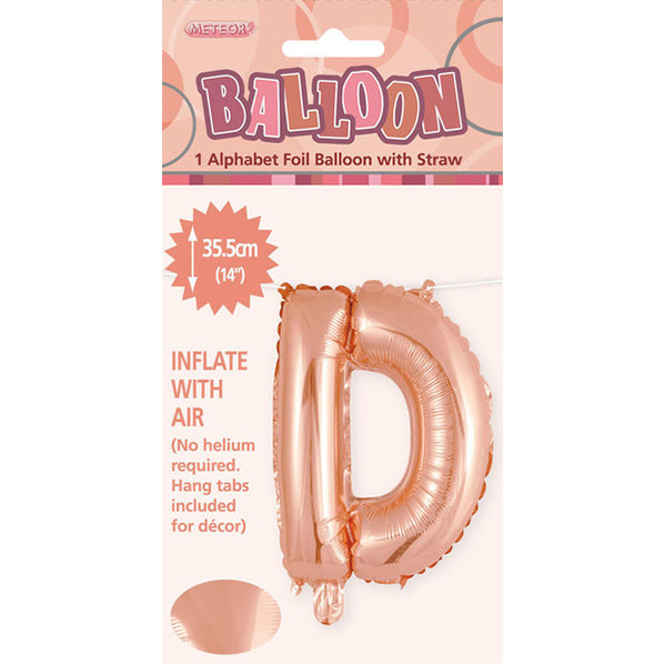 Rose Gold "D" Letter Foil Balloon (35cm)