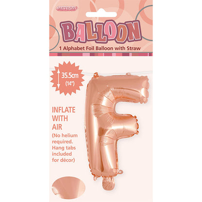 Rose Gold "F" Letter Foil Balloon (35cm)