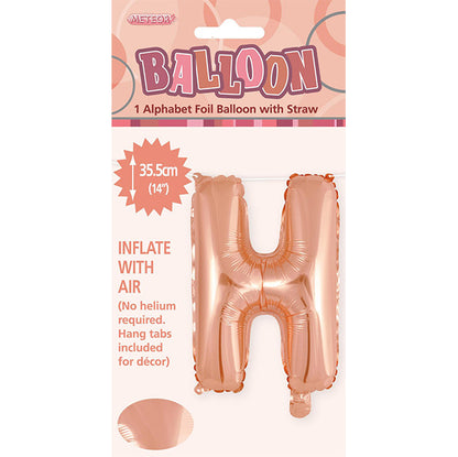 Rose Gold "H" Letter Foil Balloon (35cm)