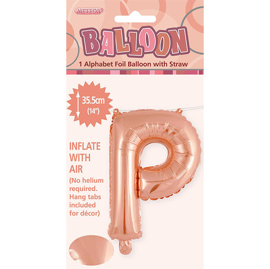 Rose Gold "P" Letter Foil Balloon (35cm)