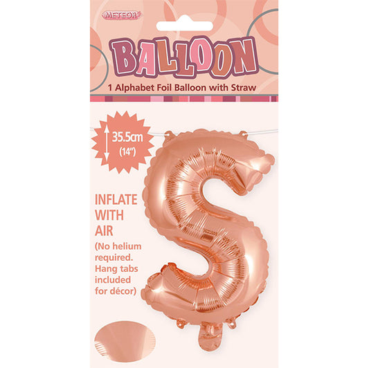 Rose Gold "S" Letter Foil Balloon (35cm)