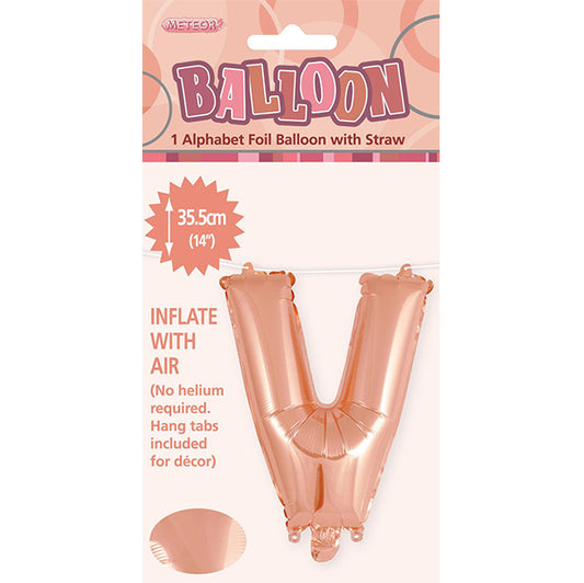 Rose Gold "V" Letter Foil Balloon (35cm)