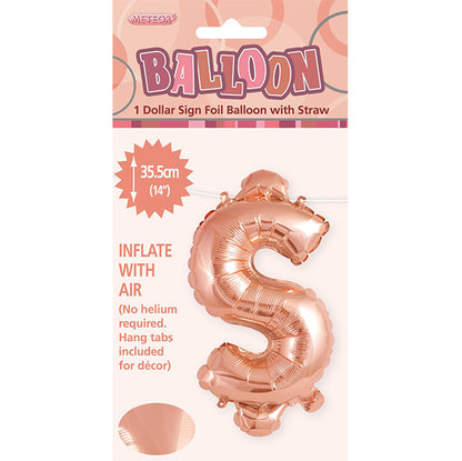 Rose Gold "$" Letter Foil Balloon (35cm)