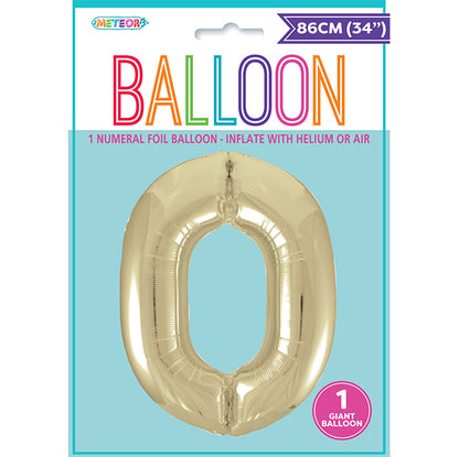 Champagne Gold "0" Numeral Foil Balloon (86cm)