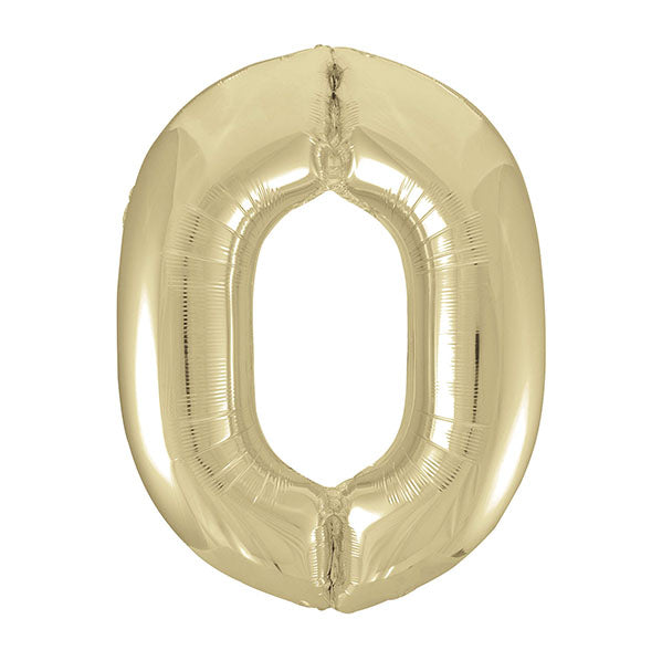 Champagne Gold "0" Numeral Foil Balloon (86cm)