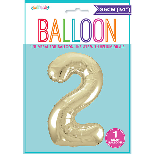 Champagne Gold "2" Numeral Foil Balloon (86cm)